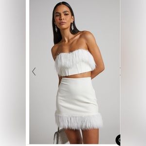 Showpo rhaiza feather skirt and top set